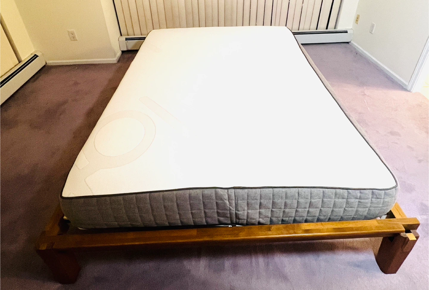 Double Size Mattress on Wooden Bed Frame - photo 2