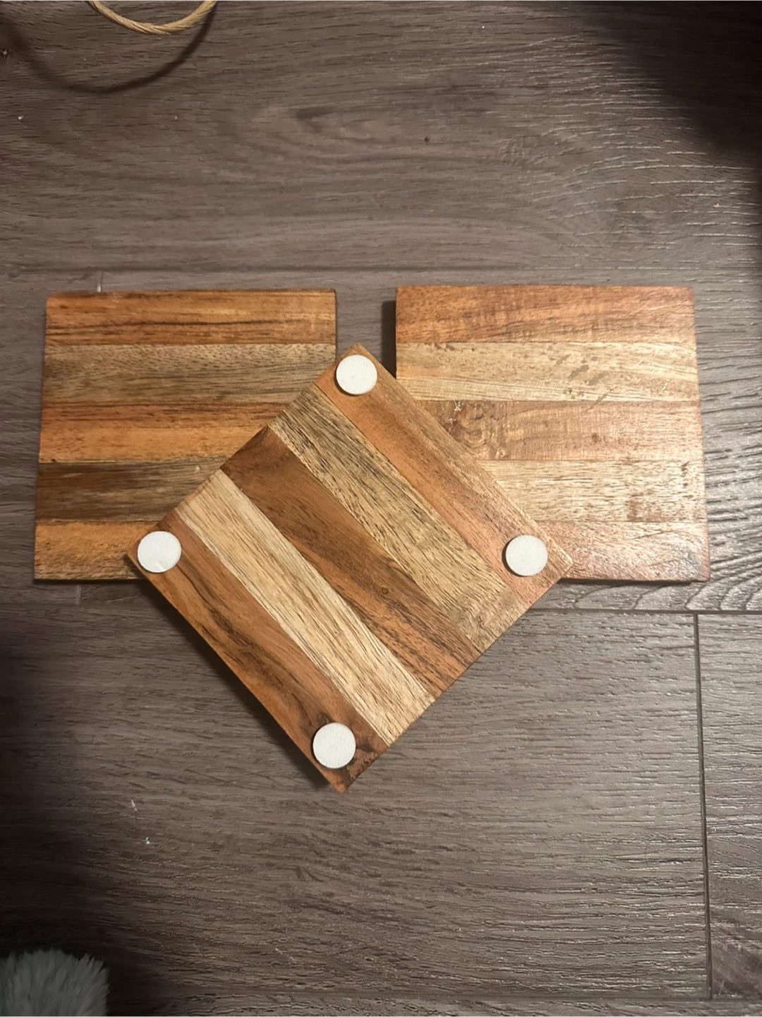 Set of 3 Wooden Striped Coasters - photo 2