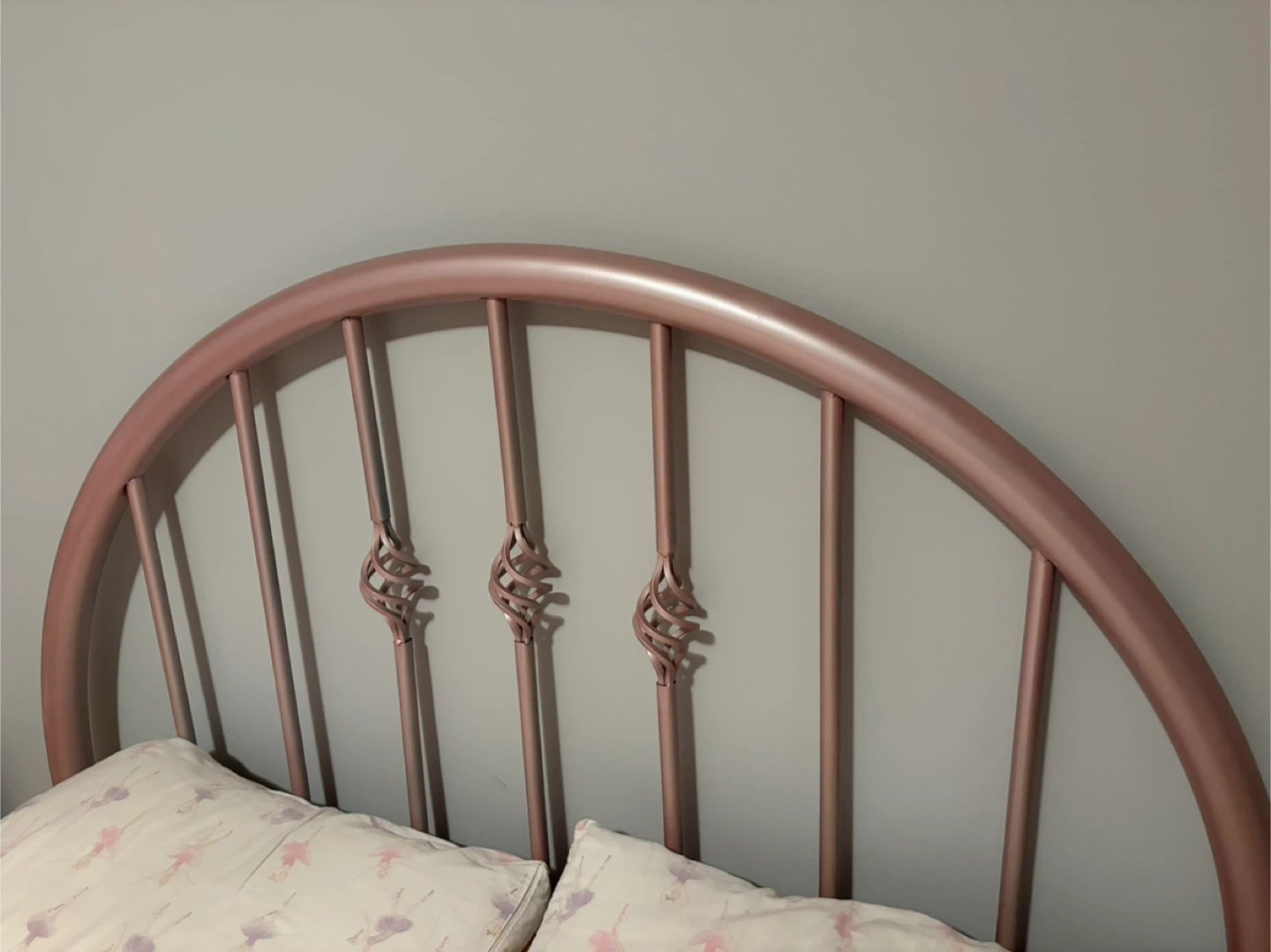 Pink Metal Twin Bed Frame with Arched Headboard - photo 2