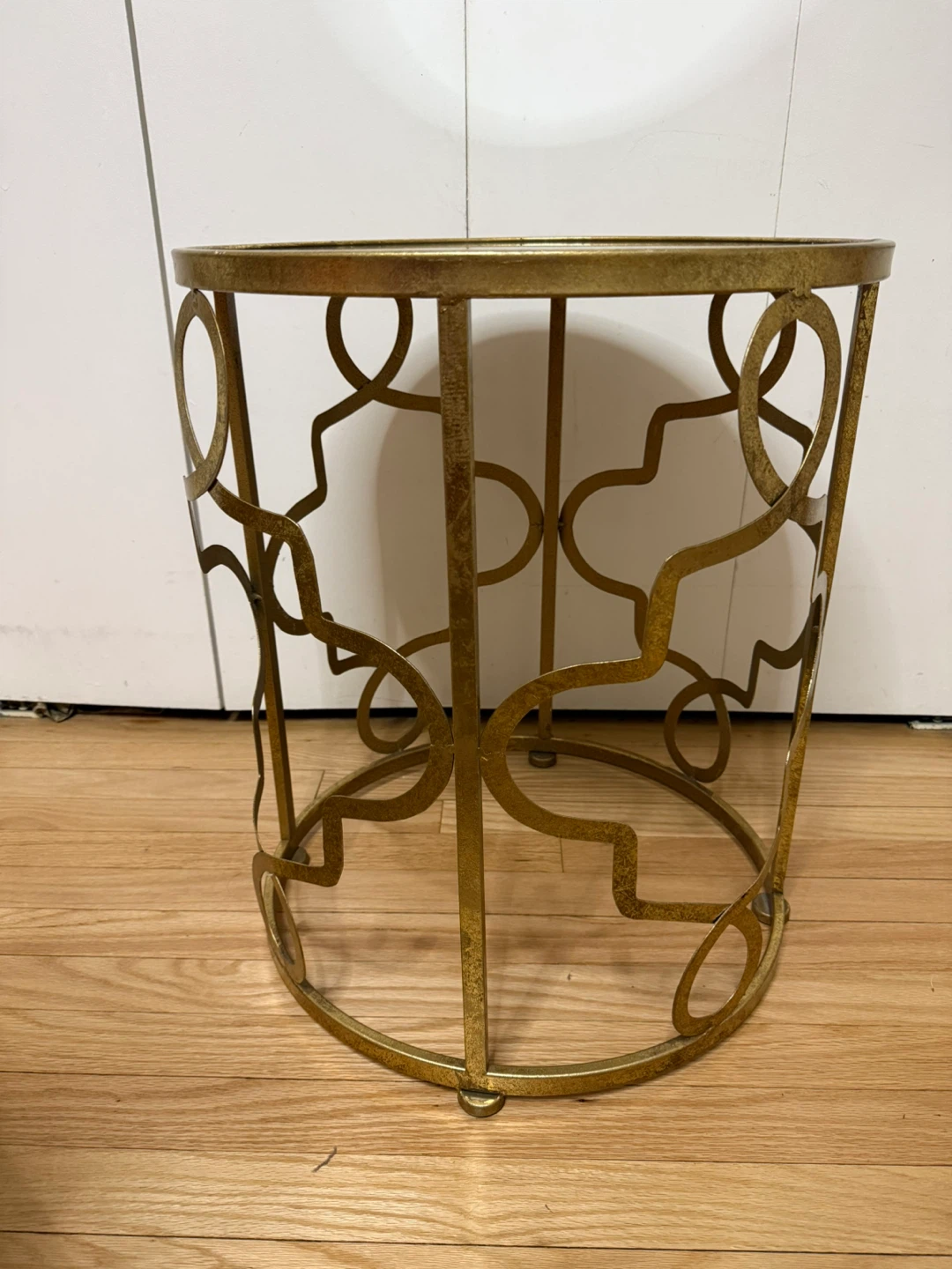 Gold Metal Round Accent Table with Mirrored Top - photo 2