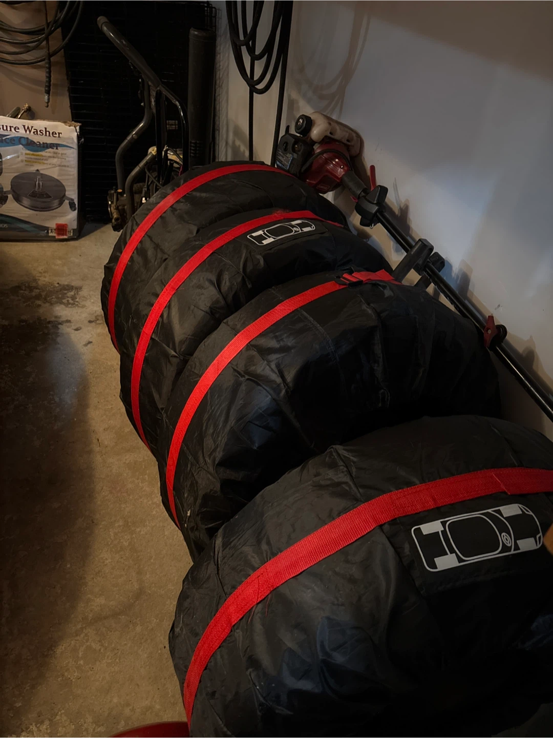 Wheel Tire Covers Set of 4 Black Red - photo 2