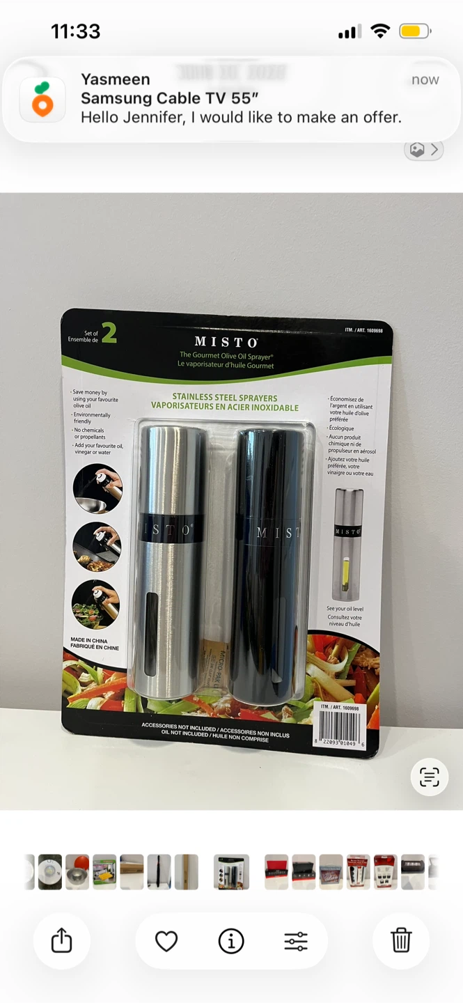 Misto Stainless Steel Gourmet Olive Oil Sprayer Set of 2
