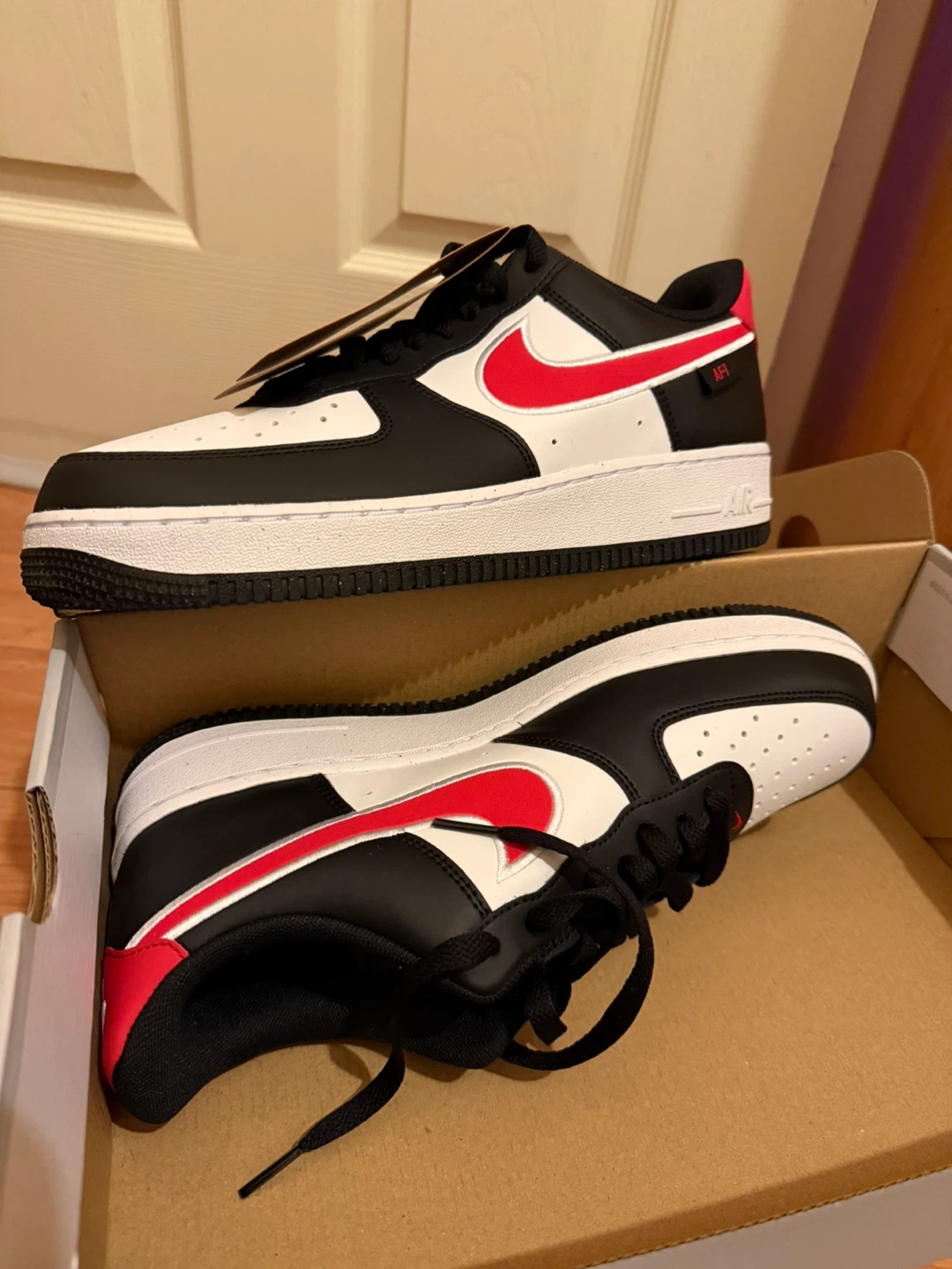 Nike Air Force 1 Shoes - Black, White, and Red