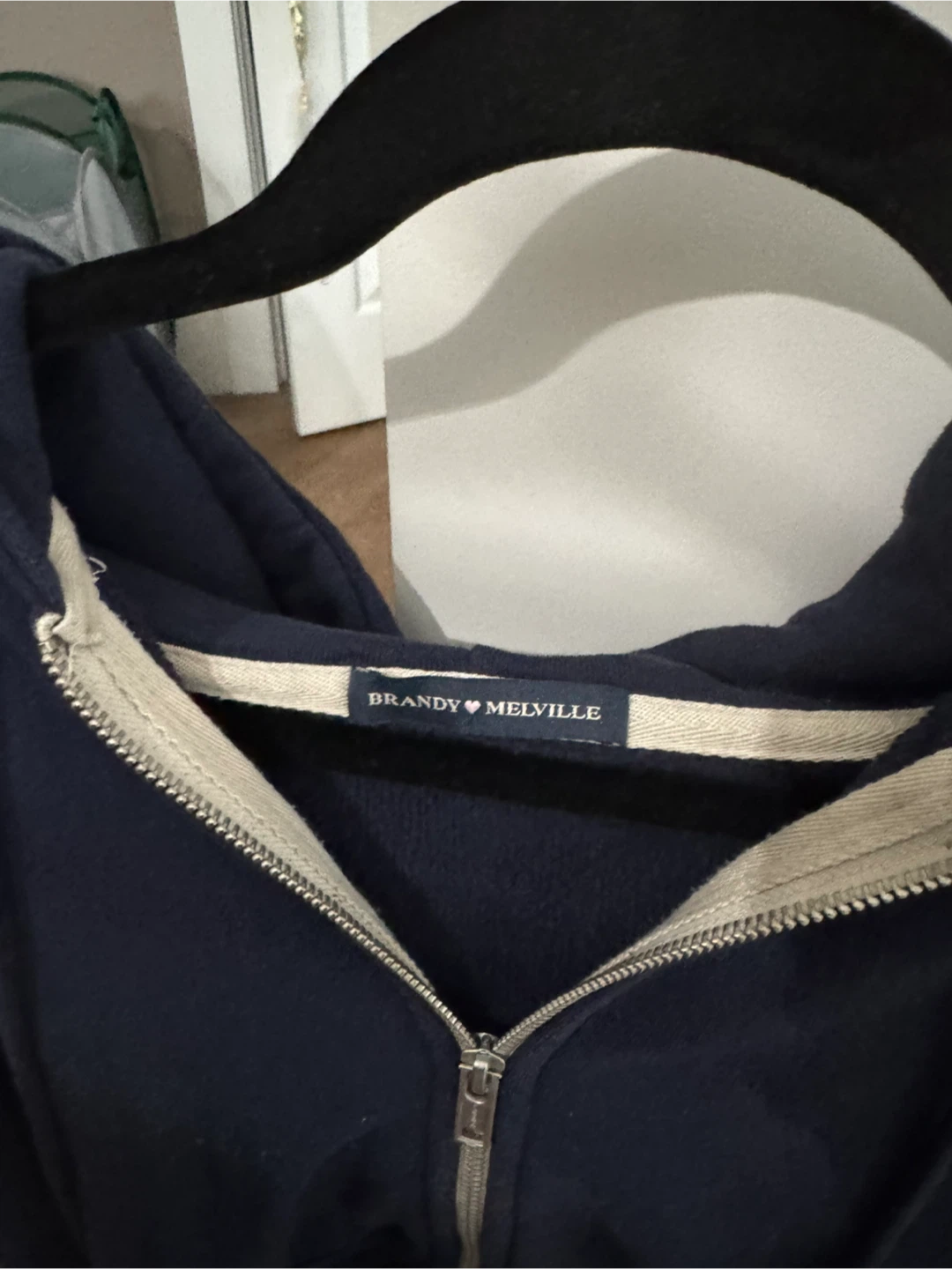 Navy Blue Brandy Melville Zip-Up Hoodie - photo 2