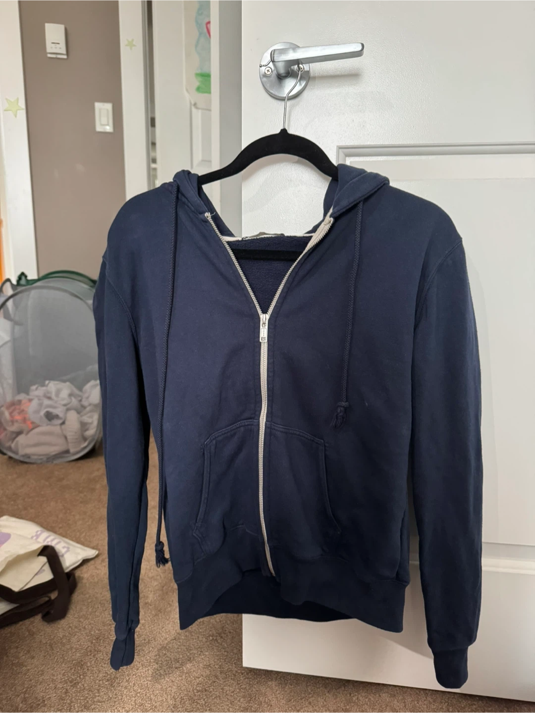 Navy Blue Brandy Melville Zip-Up Hoodie