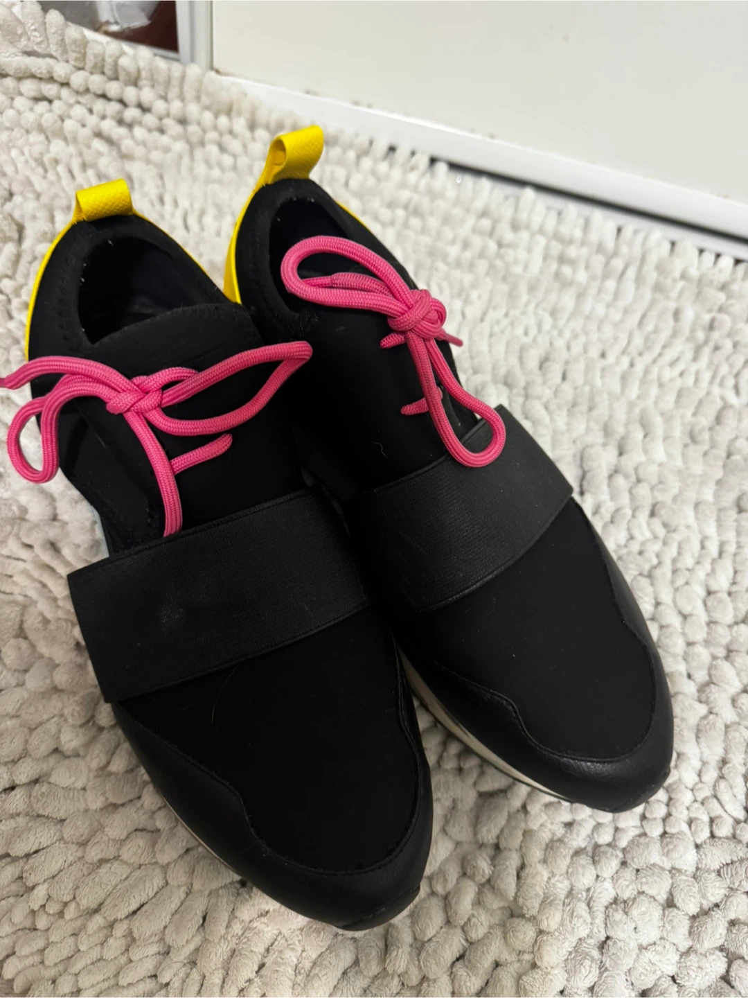 ALDO Black Slip-On Sneakers with Pink Laces