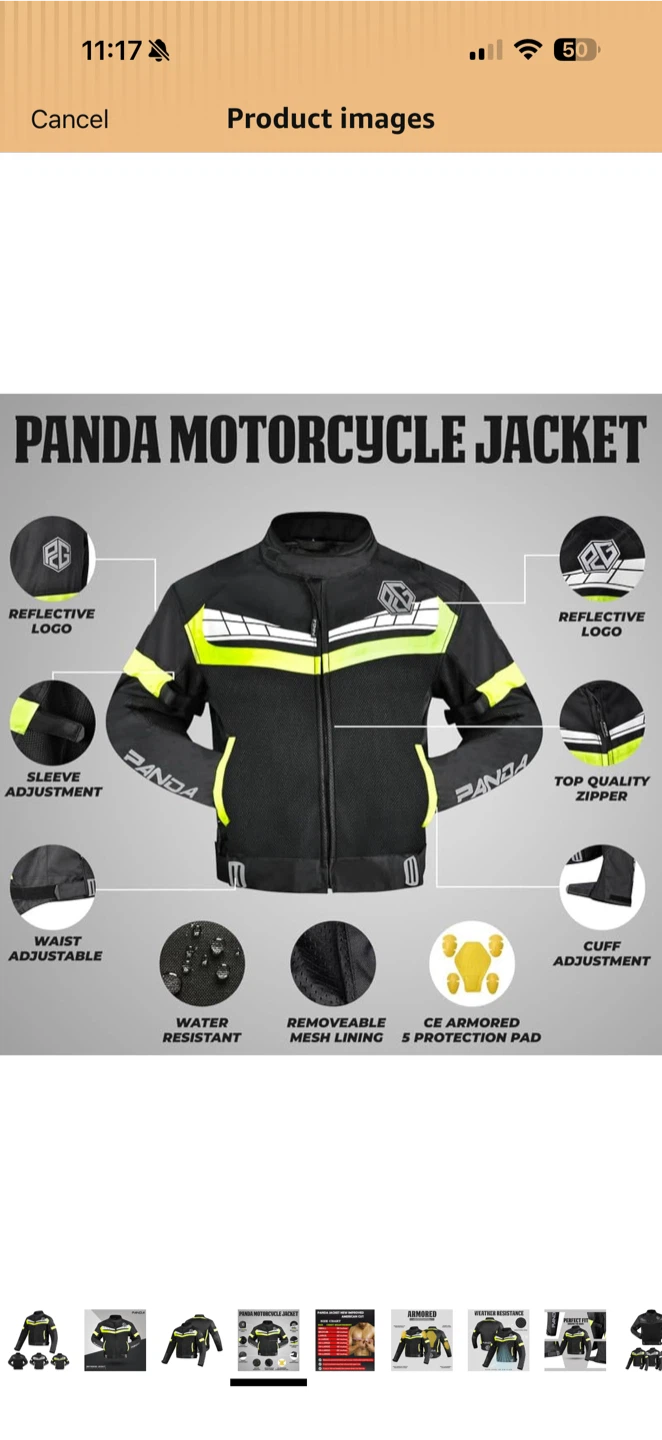 Panda Motorcycle Jacket - Black/Neon Yellow 2XL