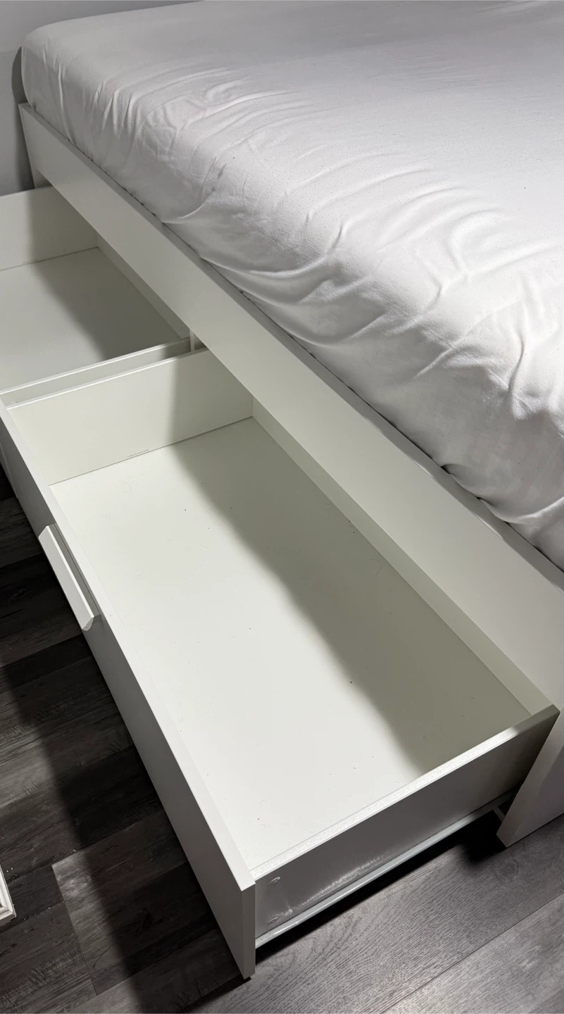 Queen BED IKEA BRIMNES with 4 storage drawers and Side Drawers - photo 5