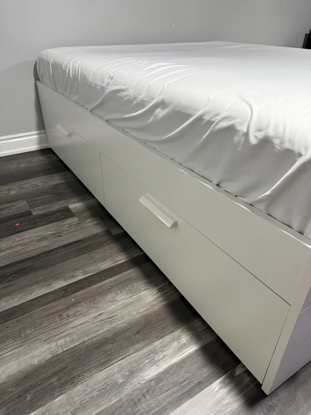 Queen BED IKEA BRIMNES with 4 storage drawers and Side Drawers - photo 4