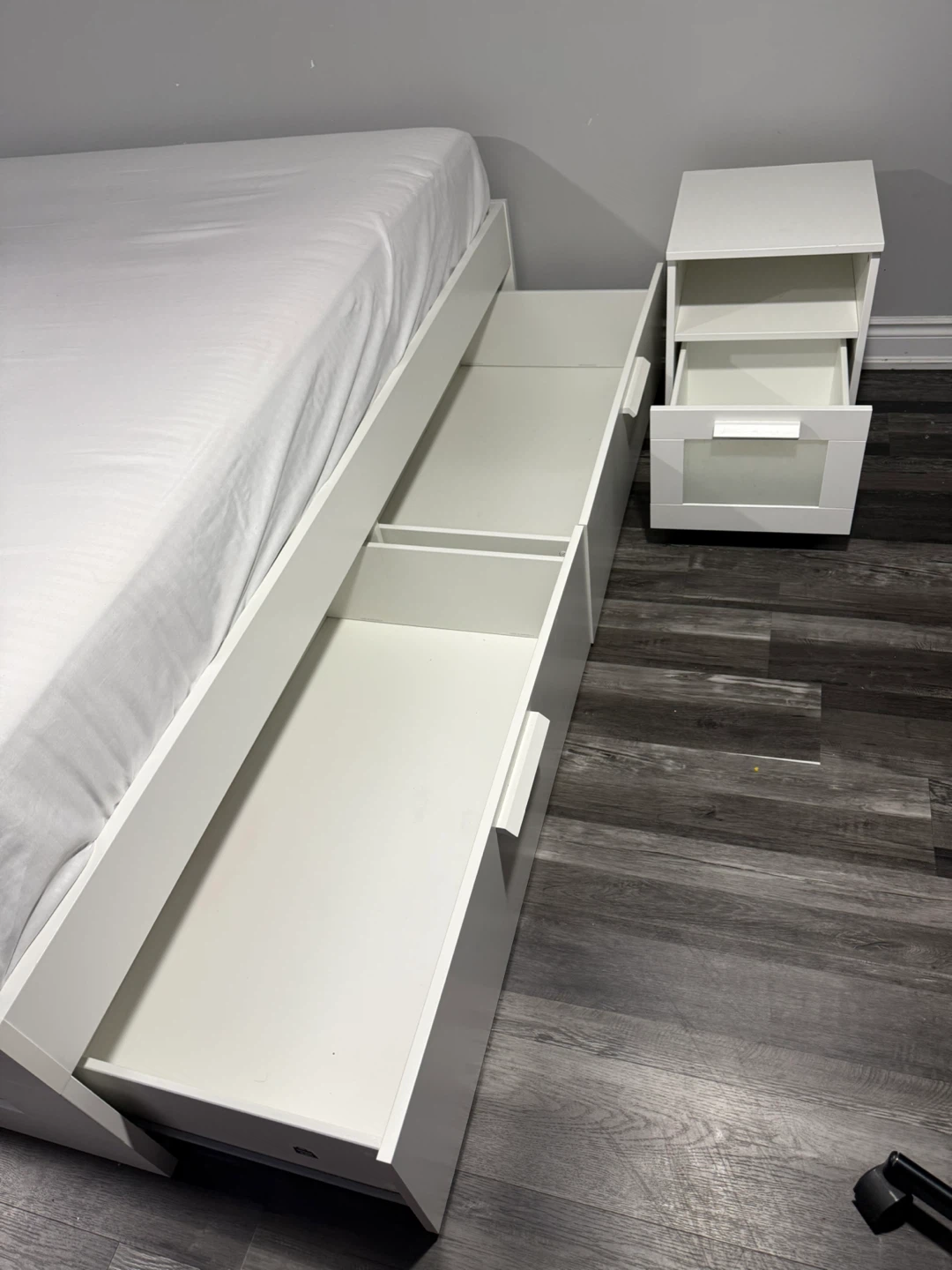 Queen BED IKEA BRIMNES with 4 storage drawers and Side Drawers - photo 3