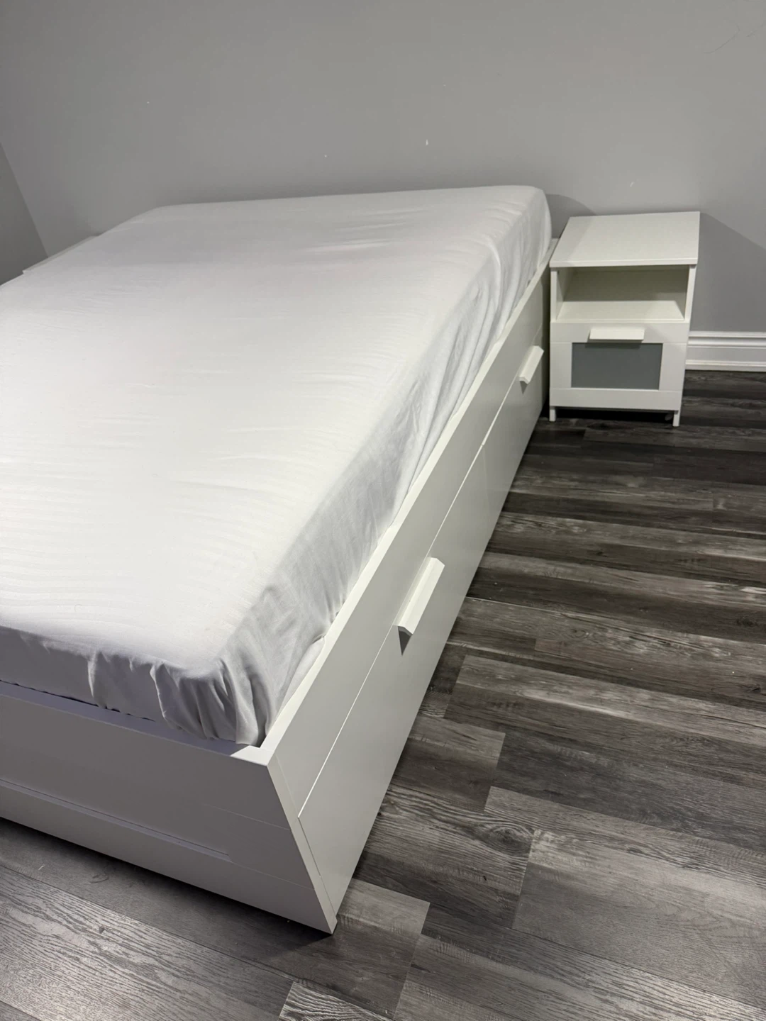 Queen BED IKEA BRIMNES with 4 storage drawers and Side Drawers - photo 2