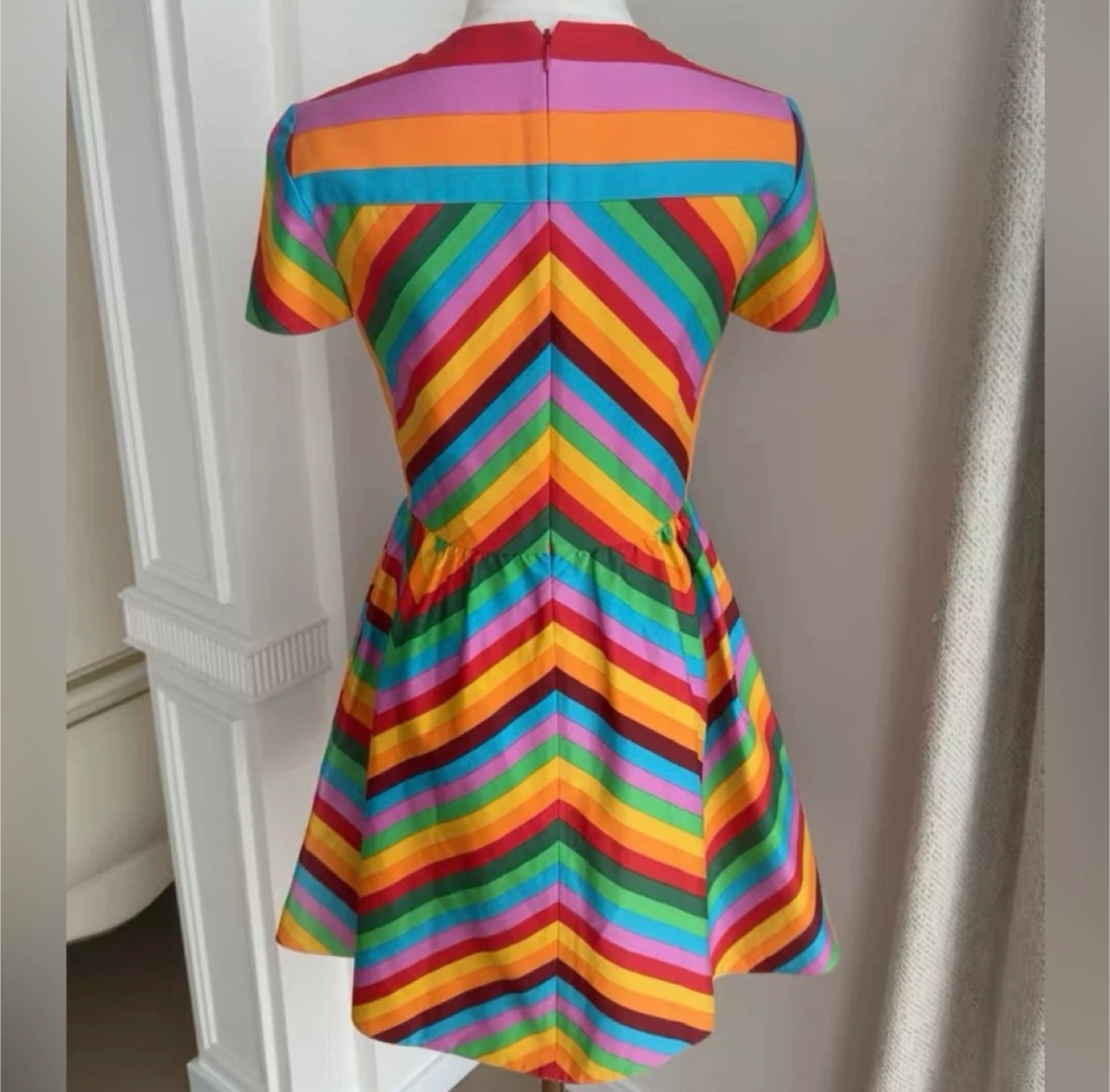 Valentino Rainbow Chevron Dress Size 40 - photo 2