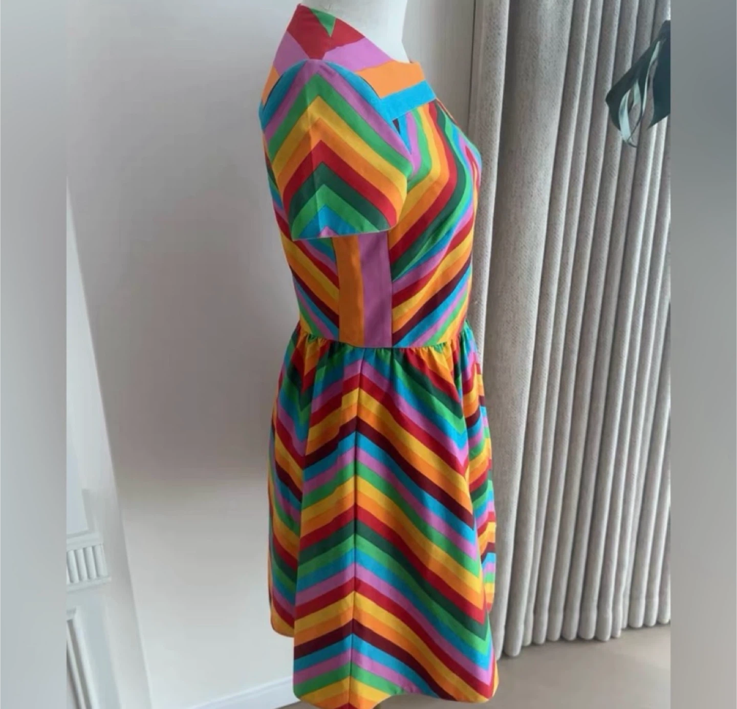 Valentino Rainbow Chevron Dress Size 40 - photo 3