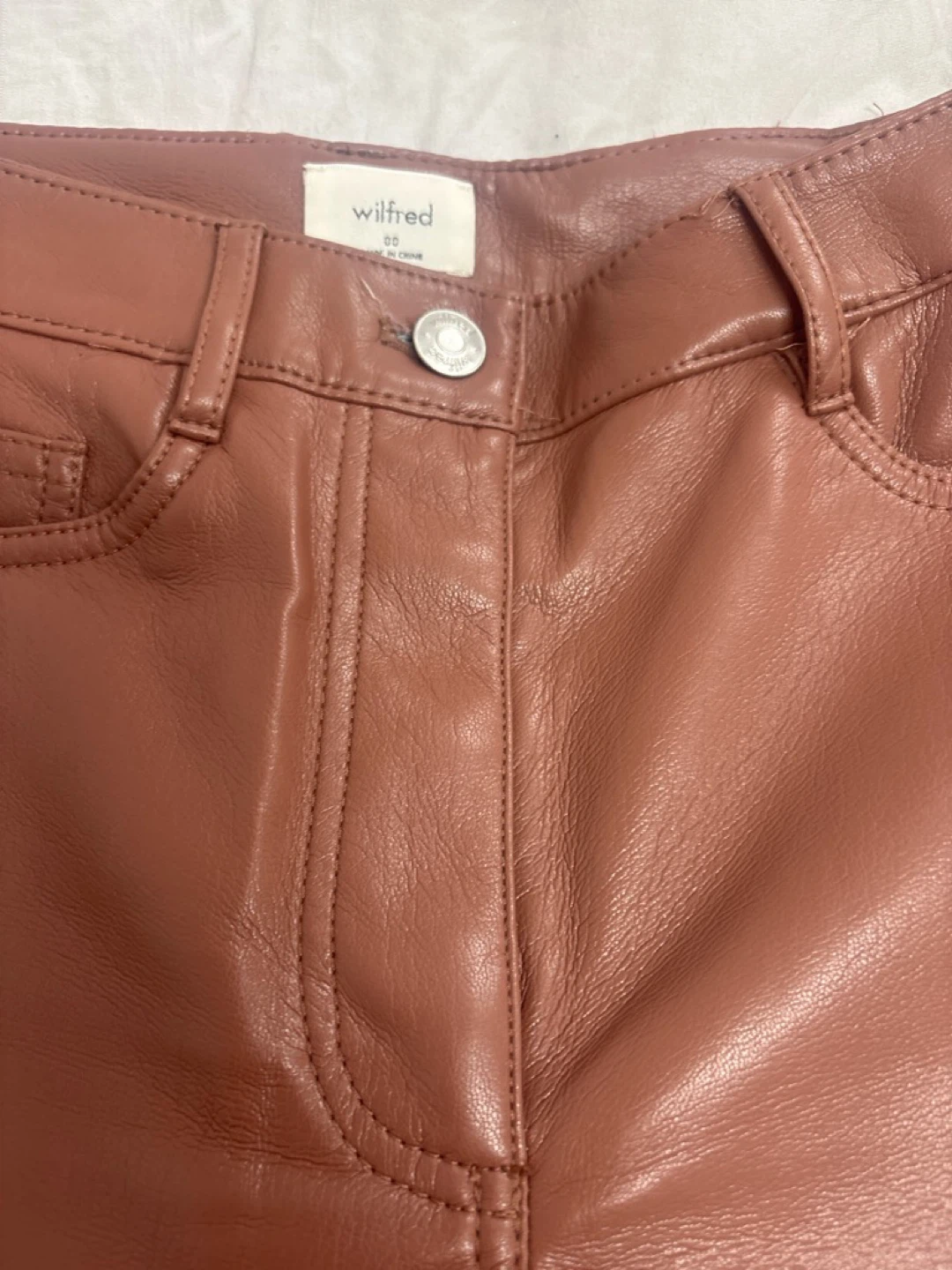 Wilfred Faux Leather Pants - Brown - Size 00 - photo 2