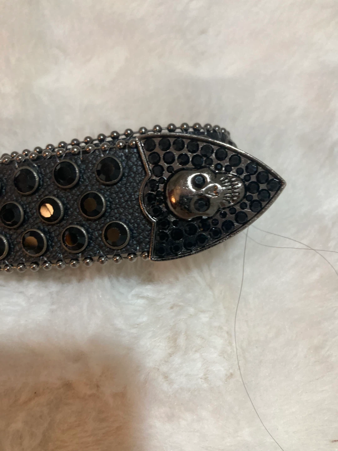 Black Skull Studded Belt with Rhinestones - photo 2