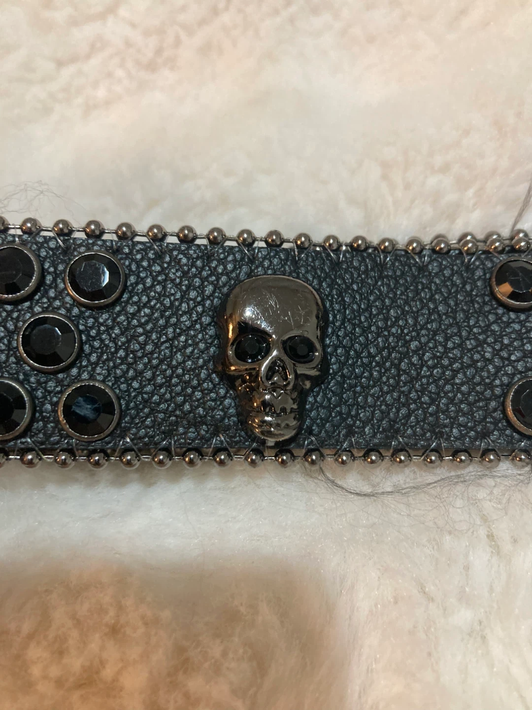 Black Skull Studded Belt with Rhinestones - photo 4