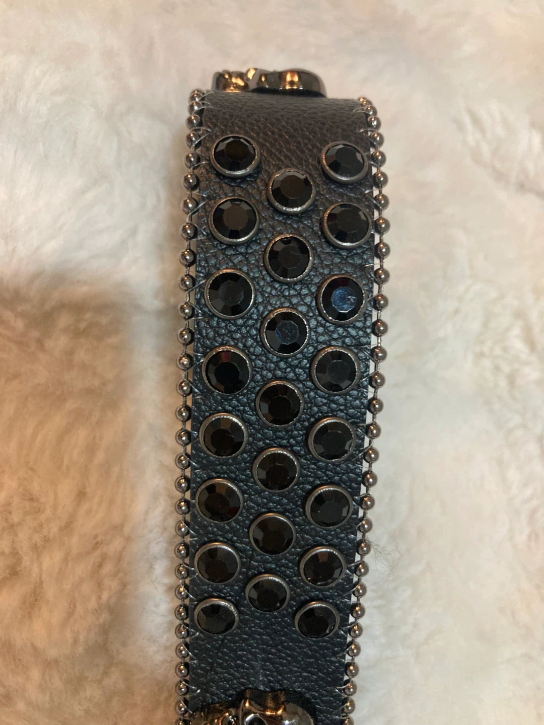Black Skull Studded Belt with Rhinestones - photo 5