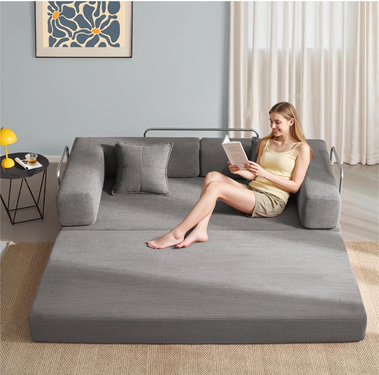 Convertible Sofa Bed – Light Gray – Brand New 🛋️ - photo 2