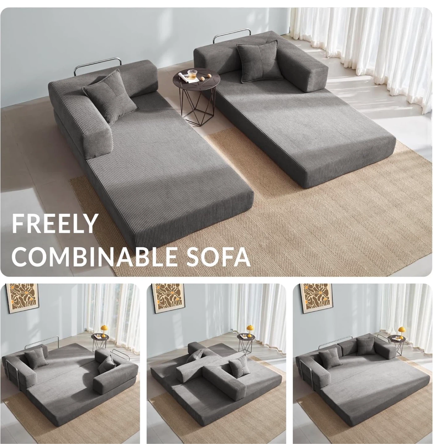 Convertible Sofa Bed – Light Gray – Brand New 🛋️ - photo 3