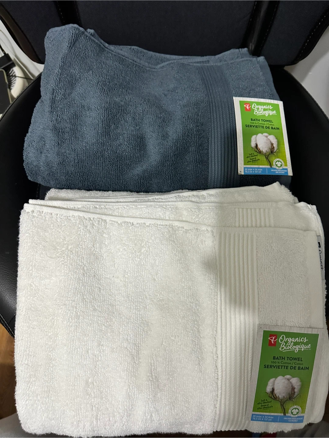 PC Organics Biologique Bath Towels (Blue and White)