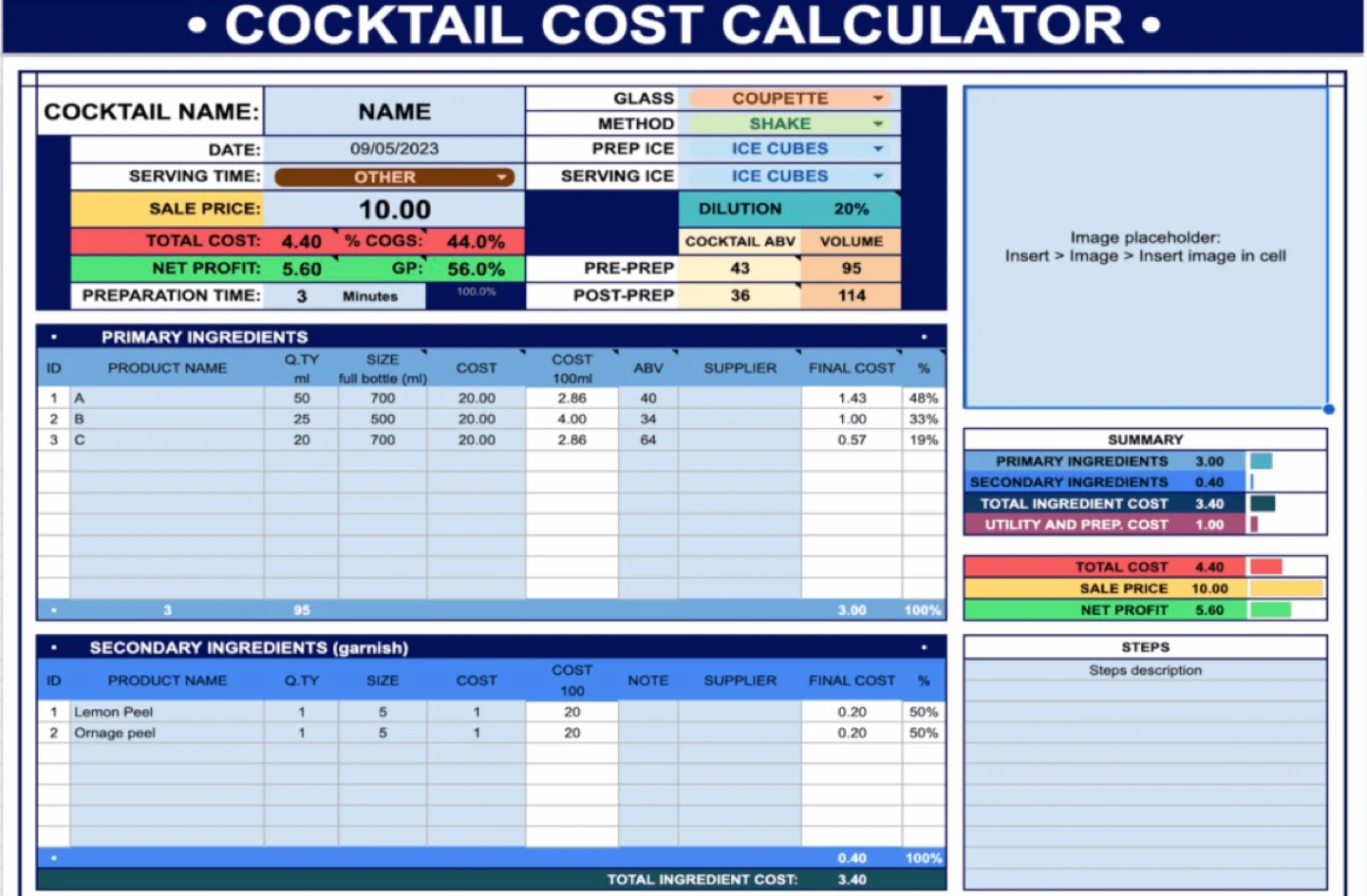 Google Sheets Cocktail Cost Calculator Template - photo 2