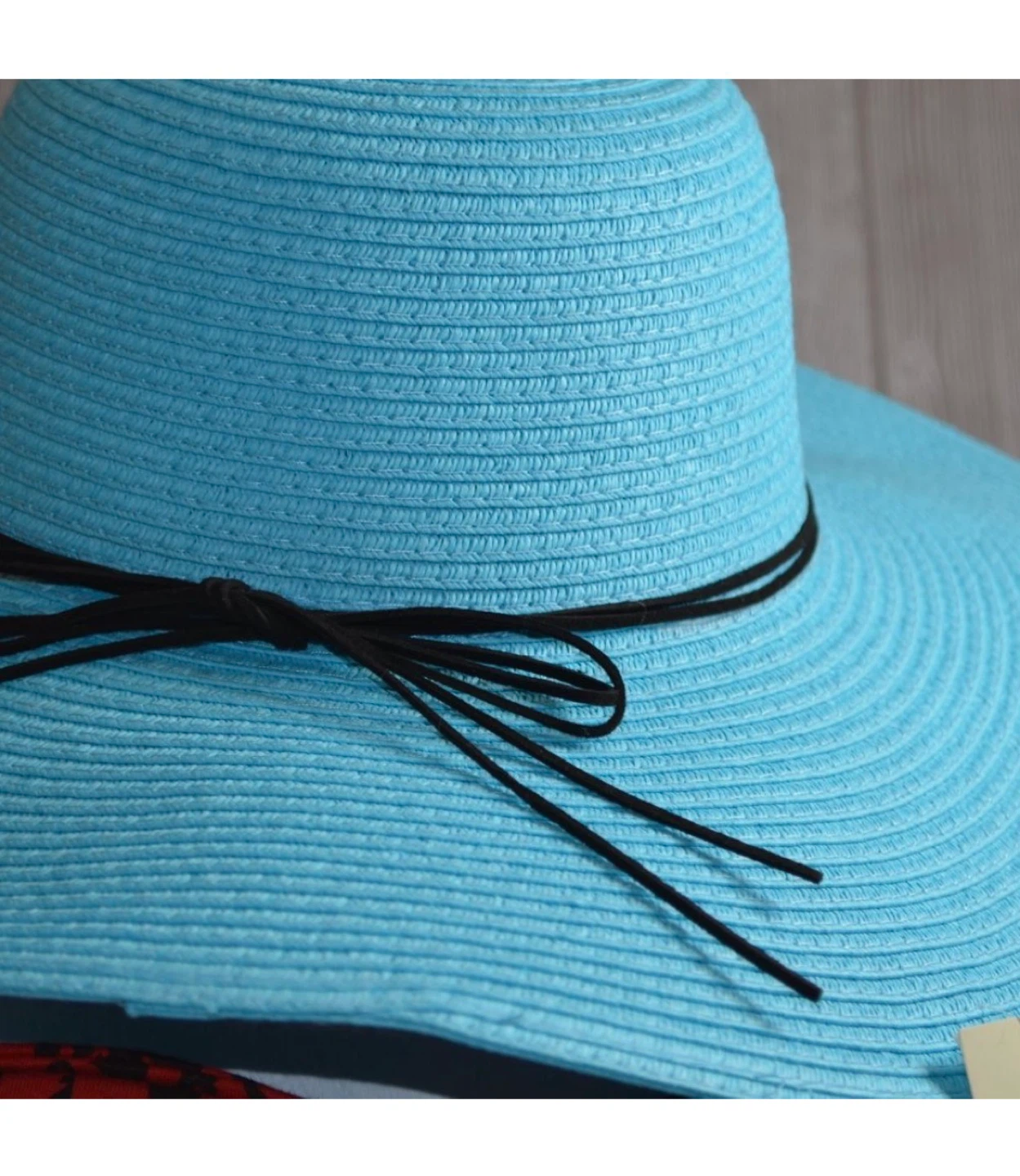 Isla Bonita Beach Please Wide Brim Sun Hat Aqua Black Trim NWT - photo 3