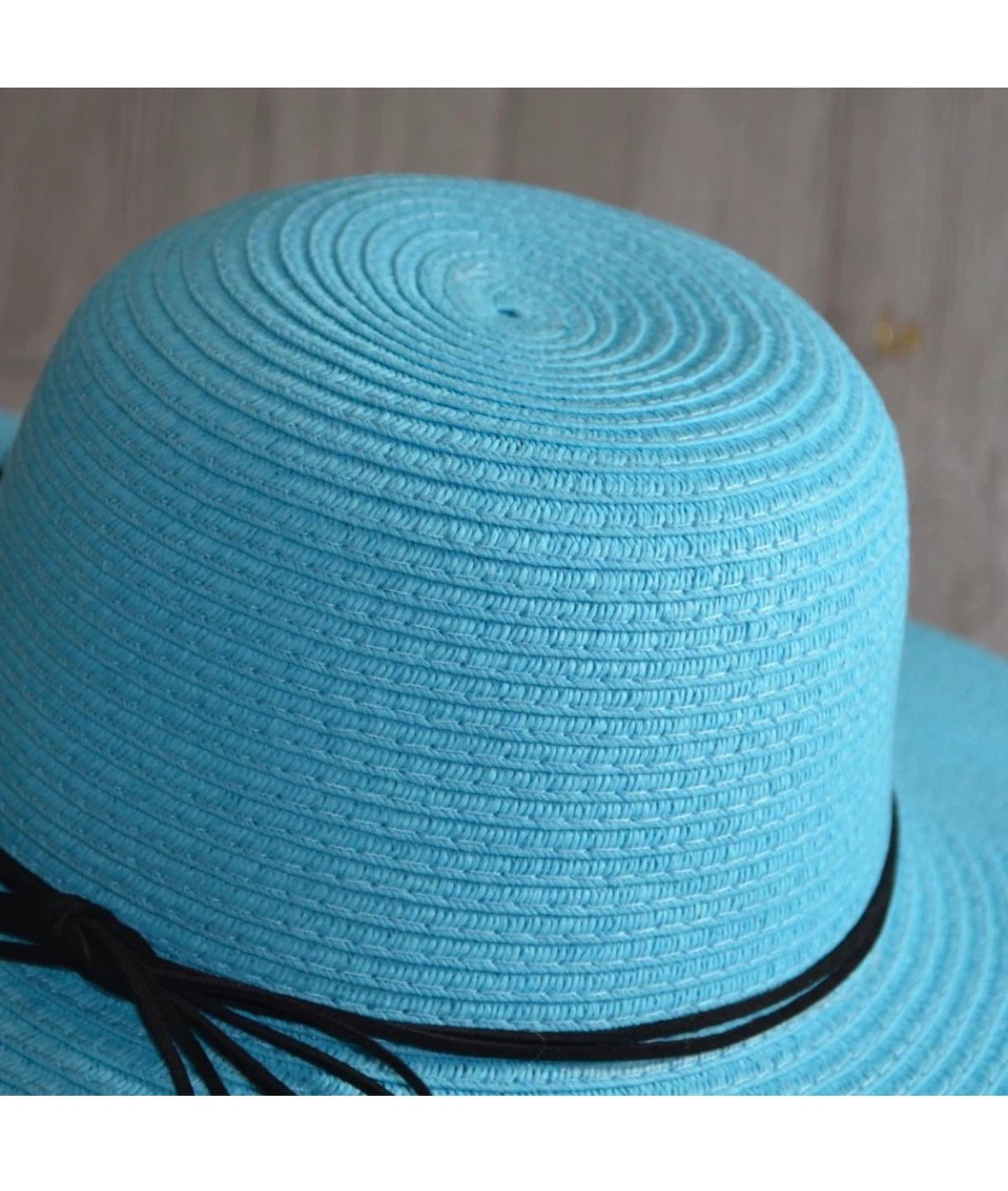 Isla Bonita Beach Please Wide Brim Sun Hat Aqua Black Trim NWT - photo 4