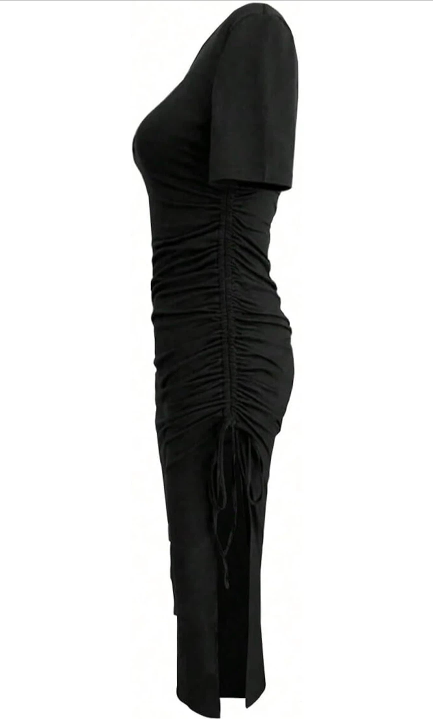 Black distressed slit dress - photo 3
