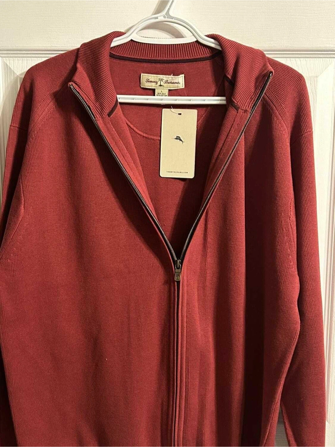 Tommy Bahamas Red Full Zip Sweater