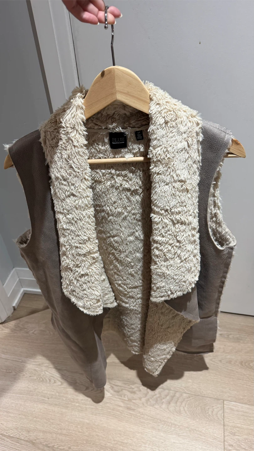 Faux Suede Sherpa Lined Vest