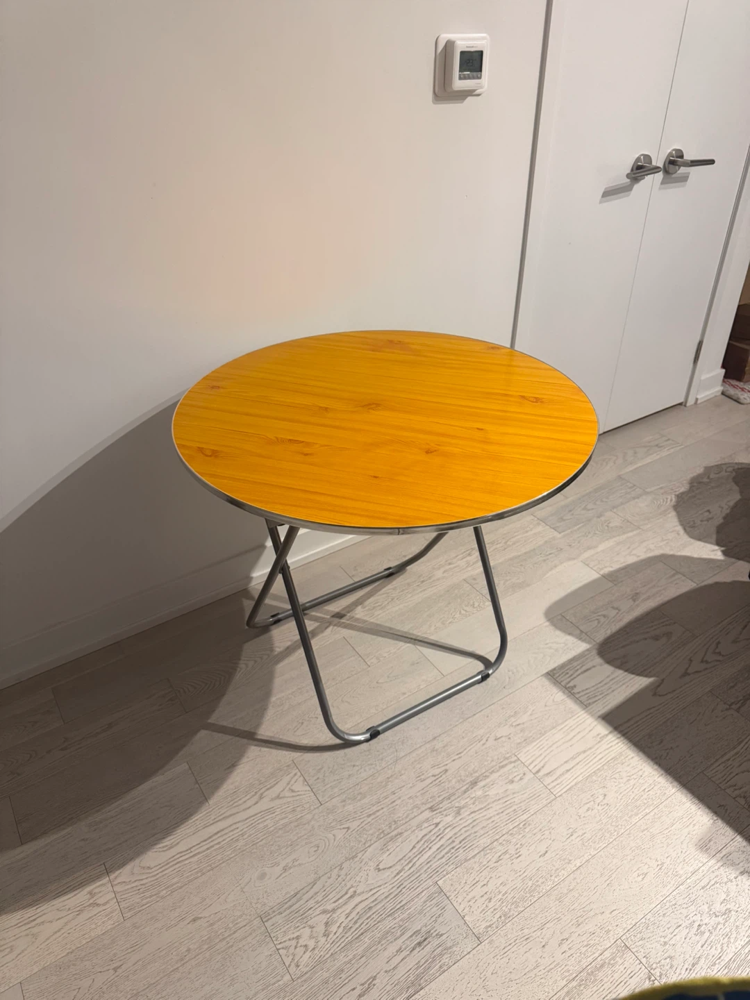 Round Folding Side Table - Orange Wood Finish