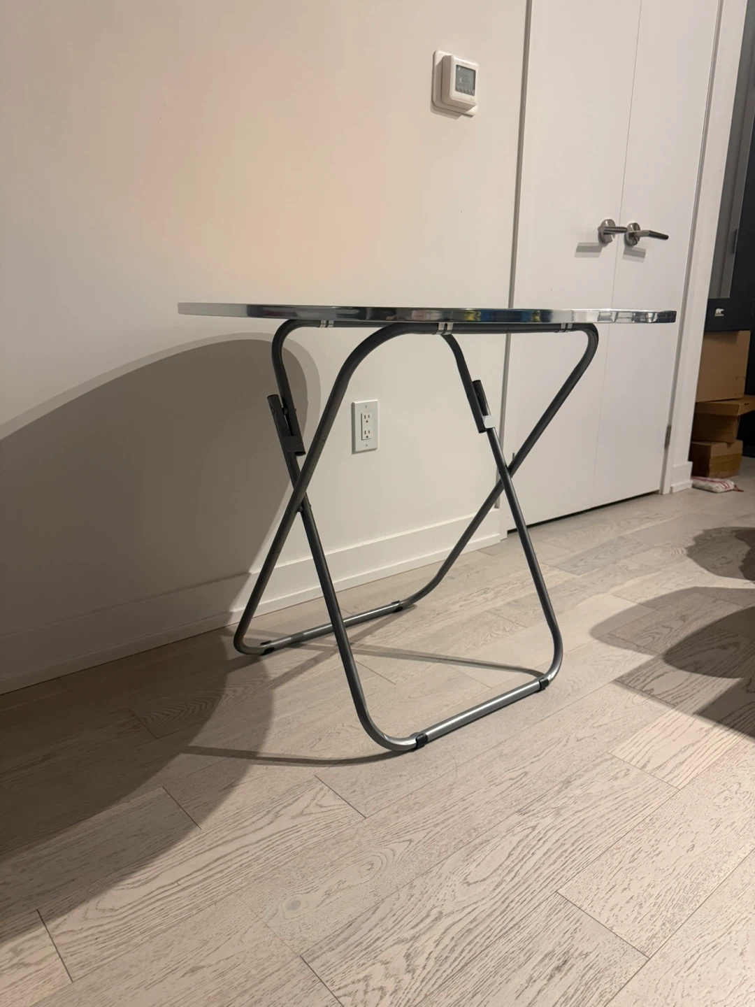Round Folding Side Table - Orange Wood Finish - photo 3