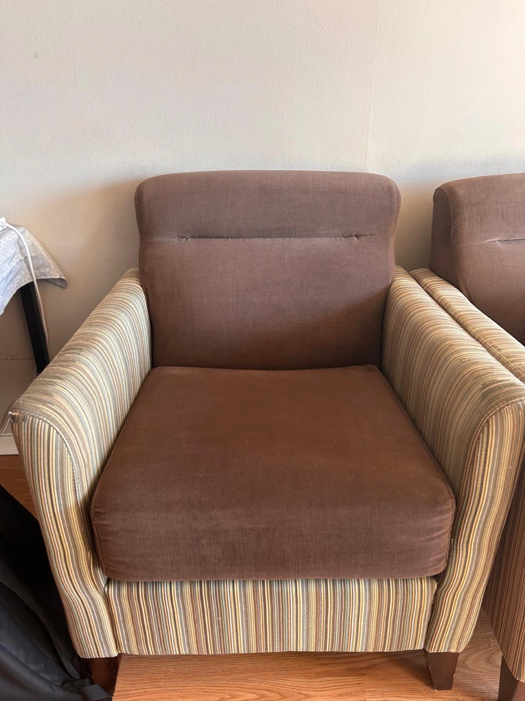 Brown Striped Armchair