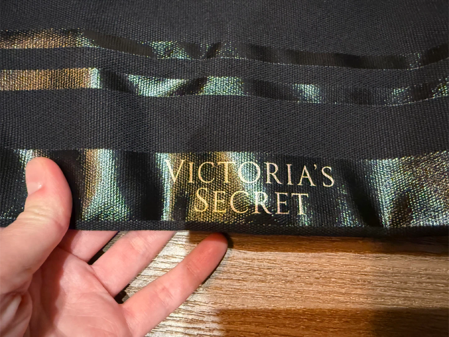 Brand new Victoria's Secret Black Tote Bag with Metallic Stripes - photo 2