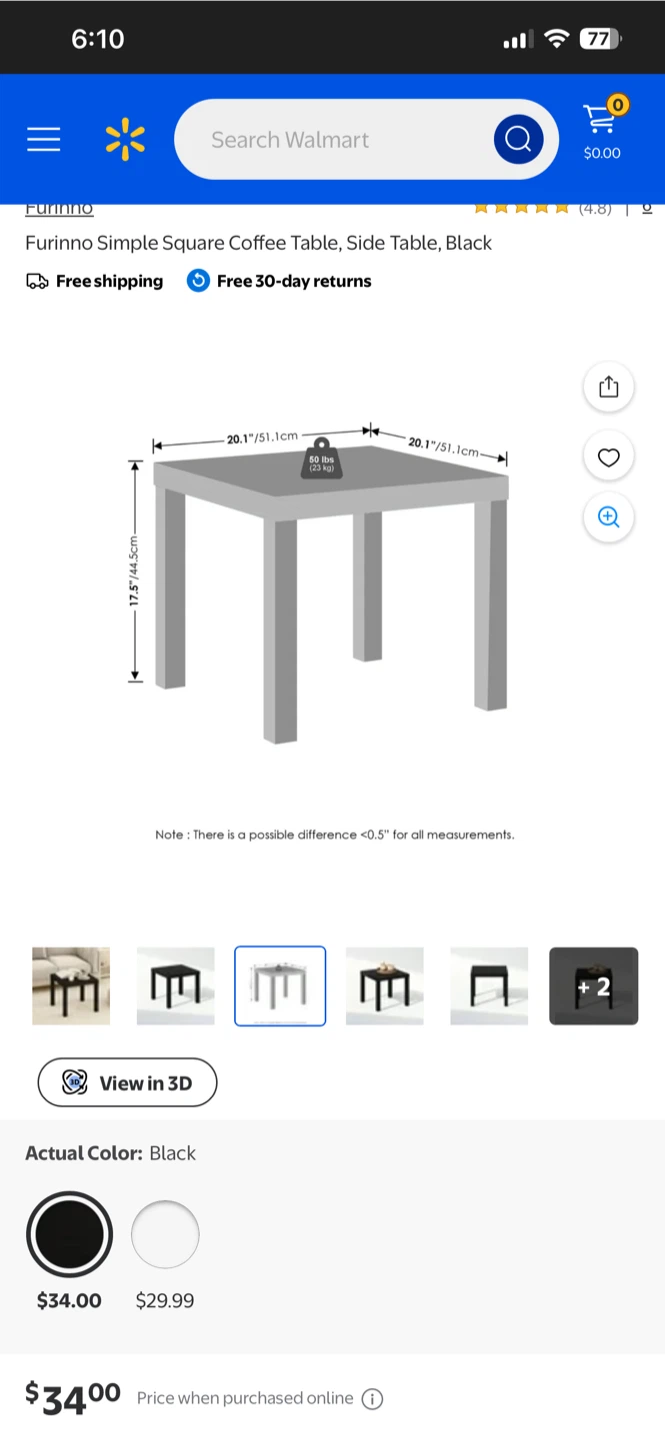 Square Coffee Table Side Table - brown - photo 2