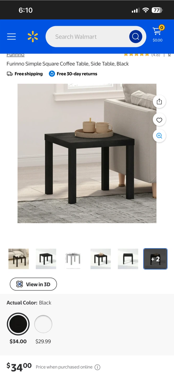 Square Coffee Table Side Table - brown - photo 3