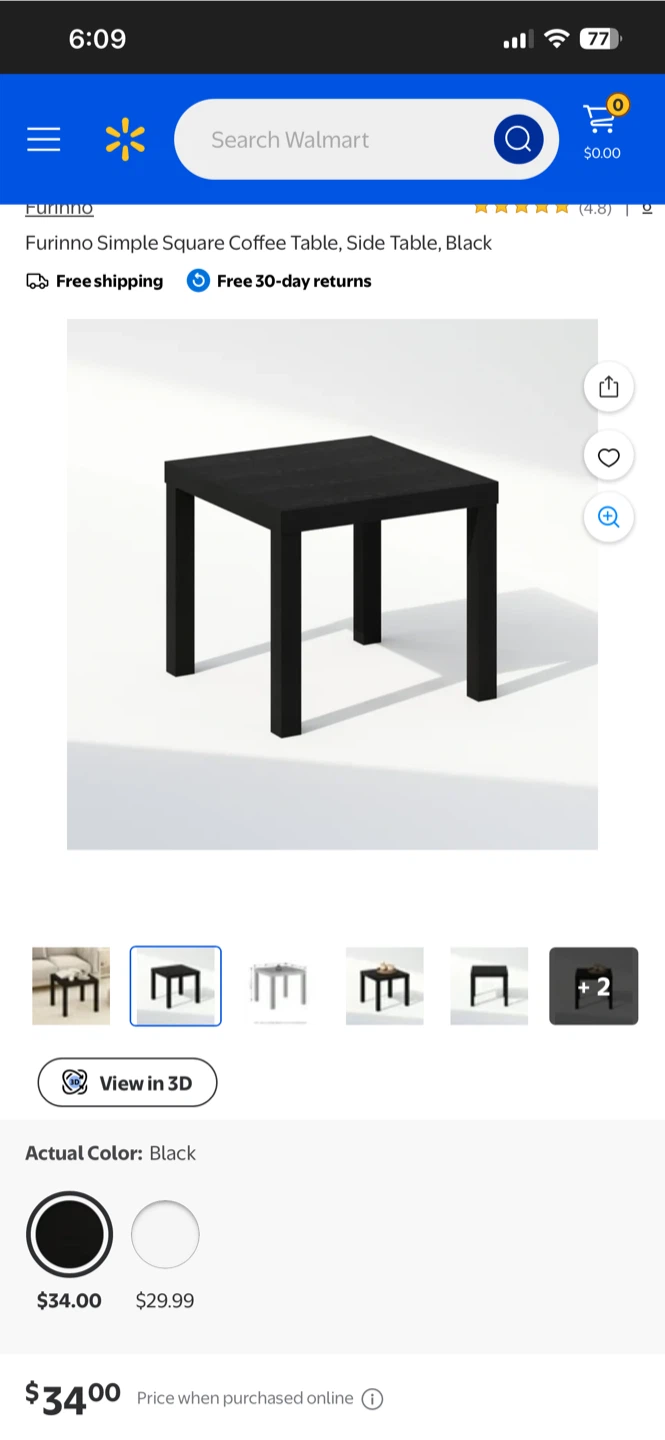 Square Coffee Table Side Table - brown