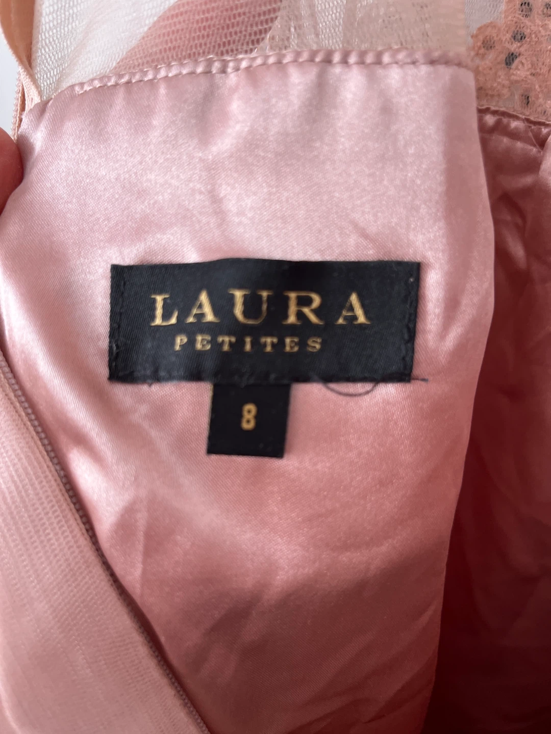 Laura Petites Pink Beaded Tulle Gown - Size 8 - photo 4