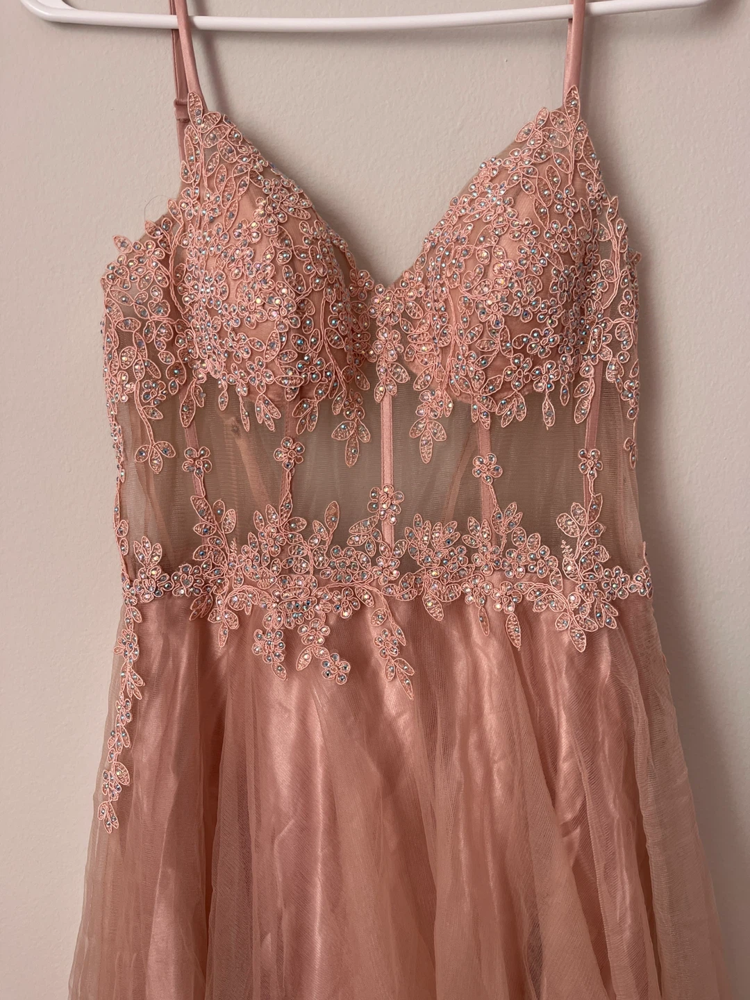 Laura Petites Pink Beaded Tulle Gown - Size 8 - photo 2