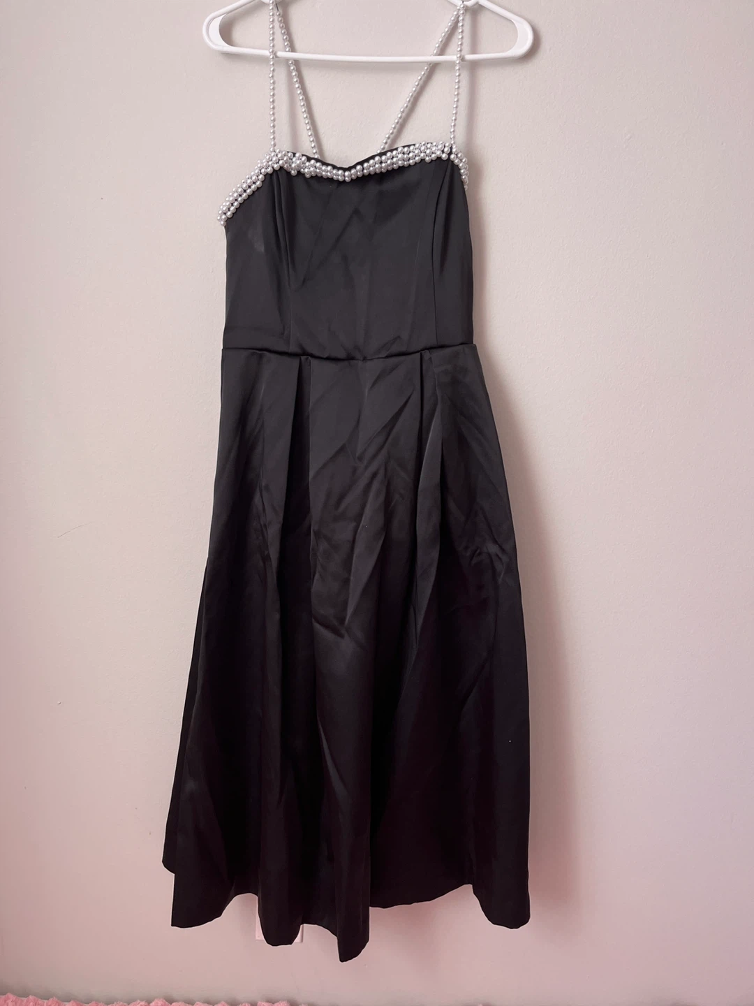 H&M Black Dress with Pearl Embellishment - US Medium