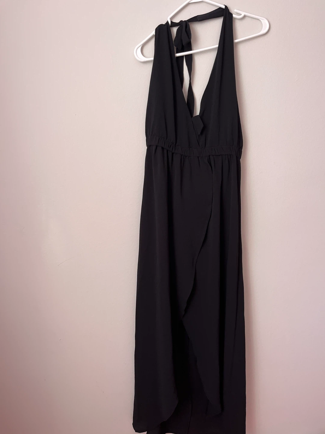 Divided Black Halter Dress - Size 14