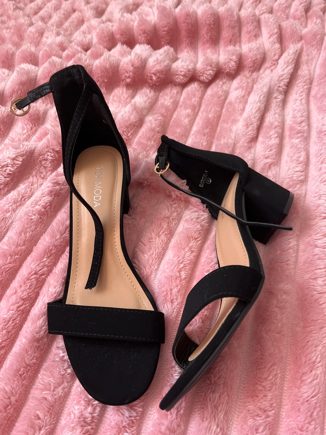 Black Suede Block Heel Sandals
