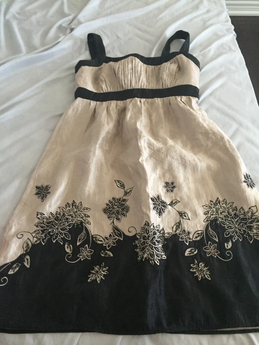 Tan and Black Floral Dress