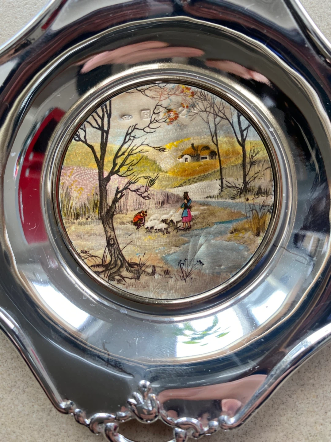 Decorative Silver Plate with Winter Scene - photo 3