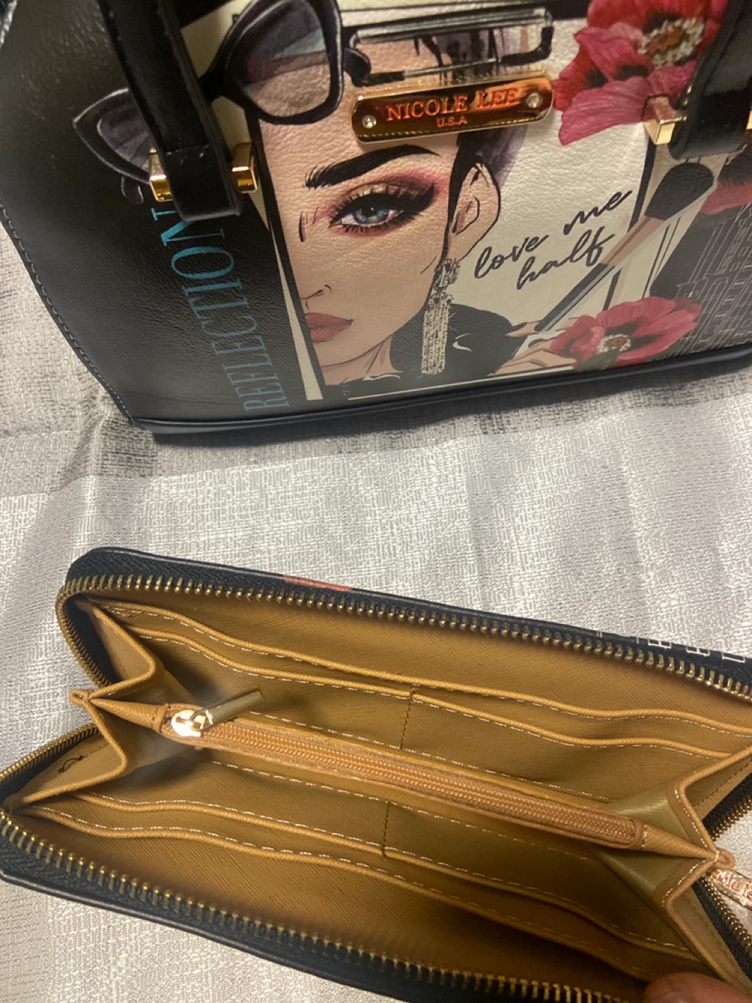 Nicole Lee "Reflection" Satchel Bag and Wallet.     🧡 Set - photo 4