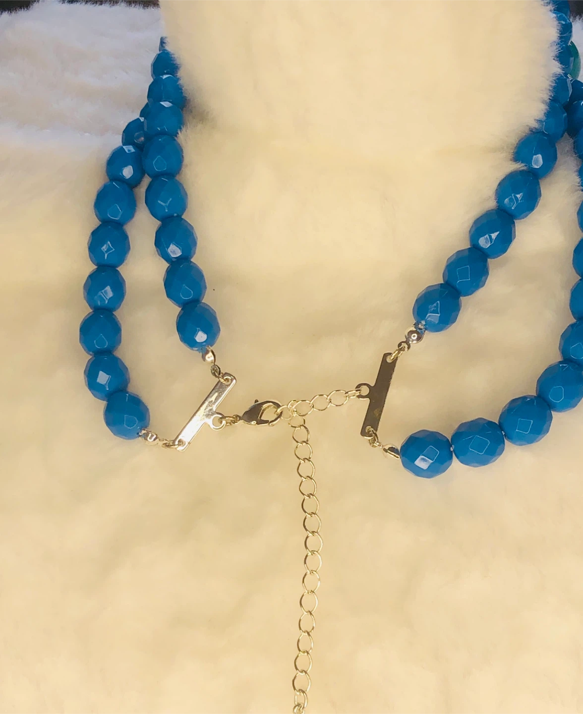 Faux Turquoise Beaded Necklace and Earrings Set - photo 4