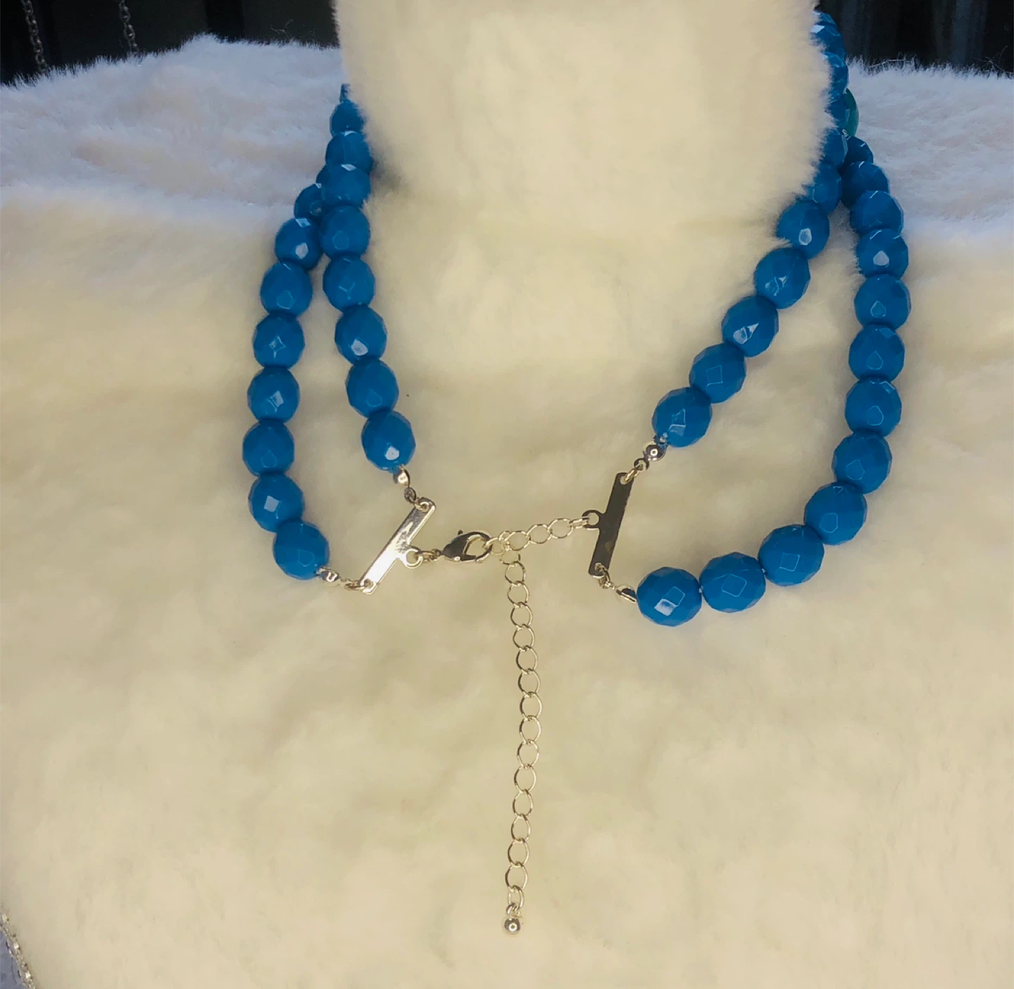 Faux Turquoise Beaded Necklace and Earrings Set - photo 5