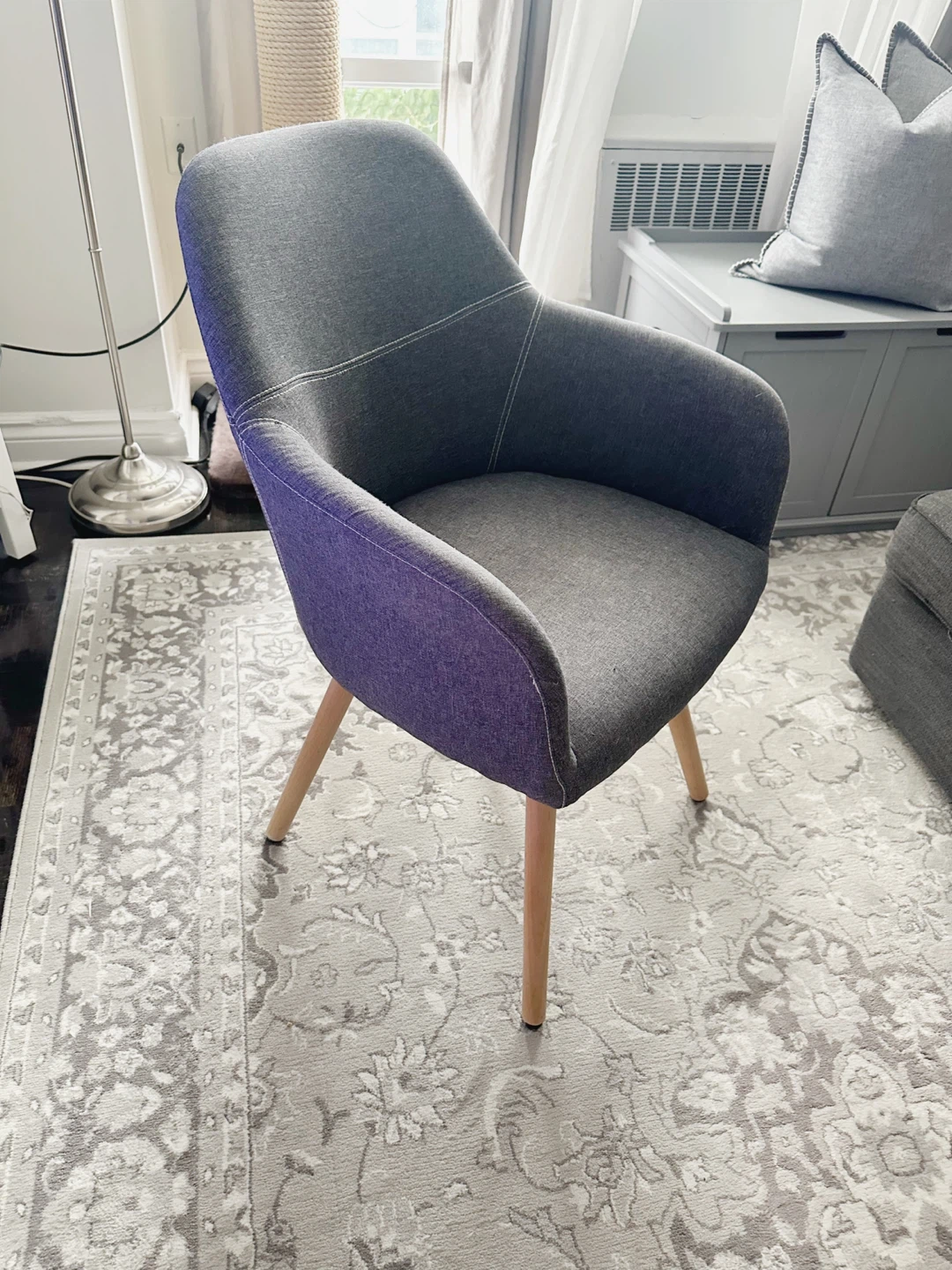 Grey Fabric Accent Chair with Wooden Legs - photo 2