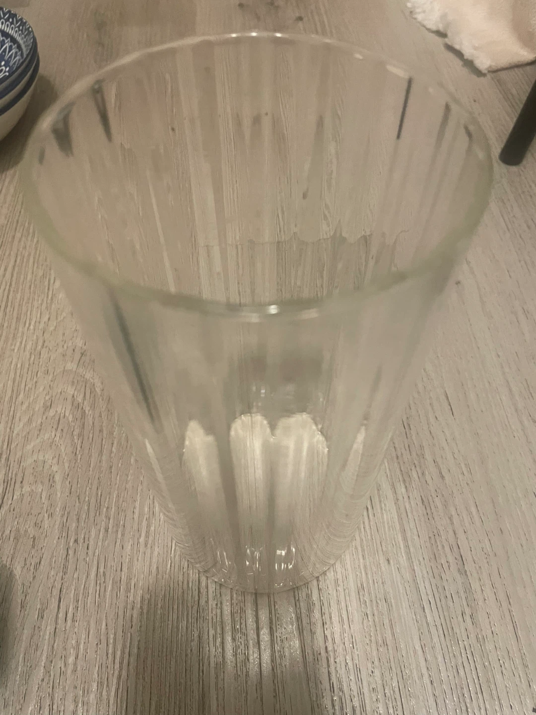 Clear Glass Tumbler with Vertical Ribbing