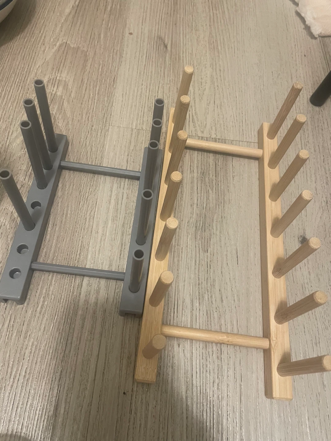 Bamboo and Grey Bottle Drying Rack Set